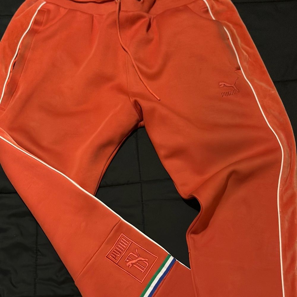 Puma Big Sean Orange Track Pants with White Piping